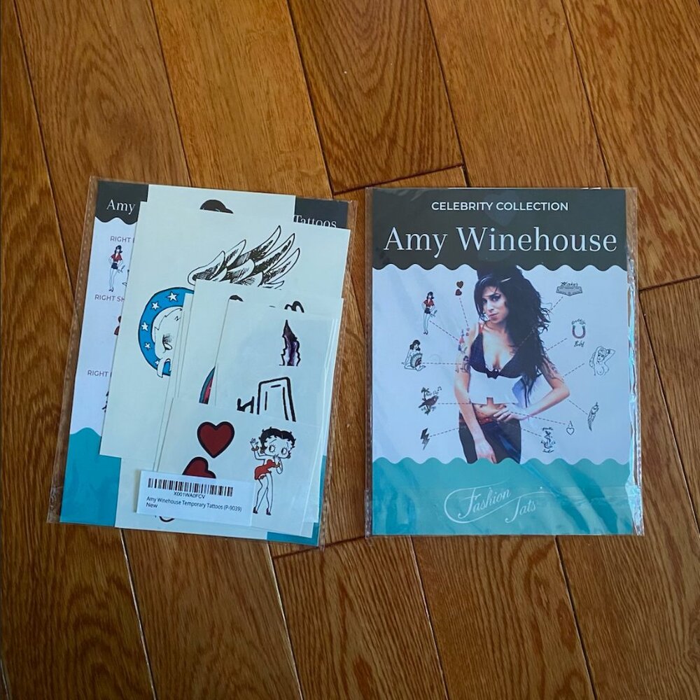 AMY WINEHOUSE COSTUME STICK-ON TATTOS (ASAP DELIVERY!)